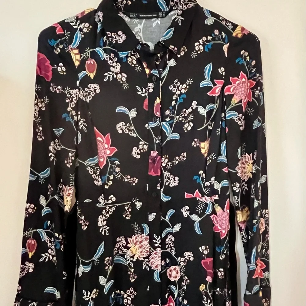 NWOT Elegant Zara trafaluc collection Multicolor Floral Long Sleeve Dress in XS - Picture 6 of 15